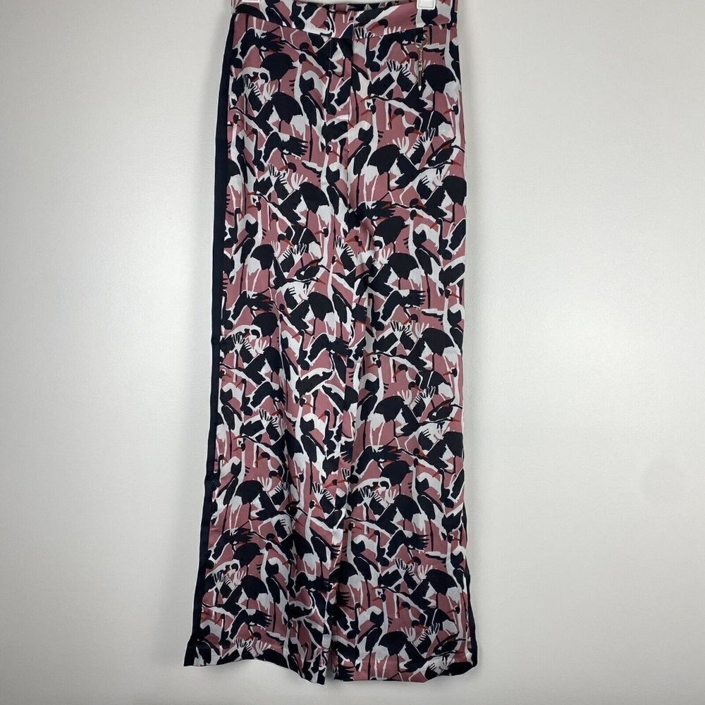 Ted Baker London Women's Crane Novelty Pants Size US 4 NWT Pink Wide Leg Elastic